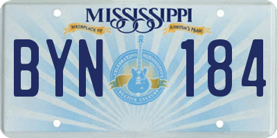 MS license plate BYN184
