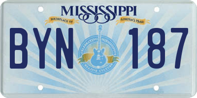 MS license plate BYN187