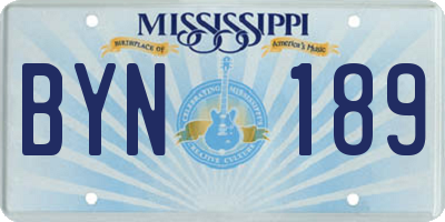 MS license plate BYN189