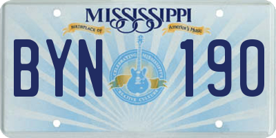 MS license plate BYN190