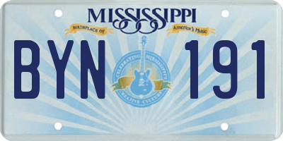MS license plate BYN191