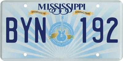 MS license plate BYN192