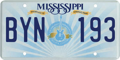 MS license plate BYN193