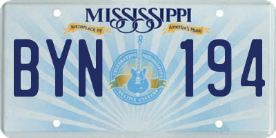 MS license plate BYN194