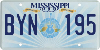 MS license plate BYN195