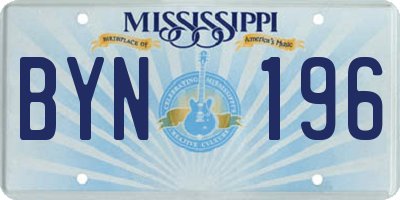 MS license plate BYN196
