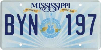 MS license plate BYN197