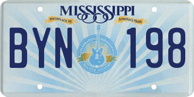 MS license plate BYN198