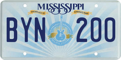 MS license plate BYN200