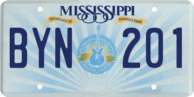 MS license plate BYN201