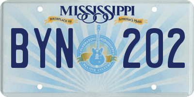 MS license plate BYN202