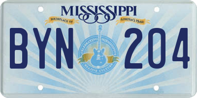 MS license plate BYN204