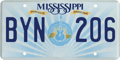MS license plate BYN206