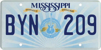MS license plate BYN209