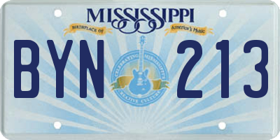 MS license plate BYN213