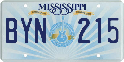 MS license plate BYN215