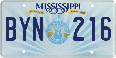 MS license plate BYN216