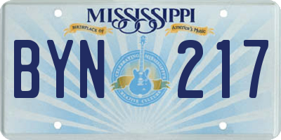 MS license plate BYN217