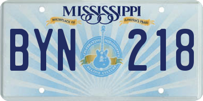MS license plate BYN218
