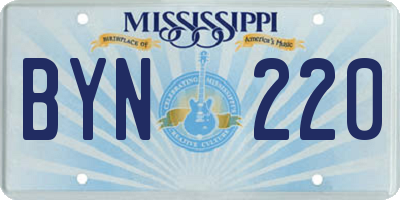 MS license plate BYN220