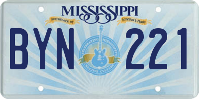 MS license plate BYN221