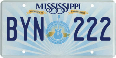 MS license plate BYN222