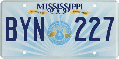 MS license plate BYN227