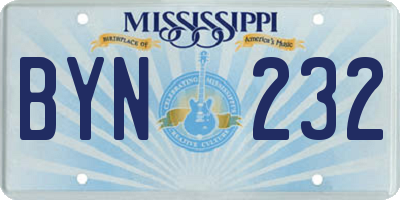 MS license plate BYN232