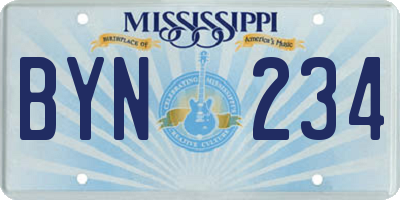 MS license plate BYN234