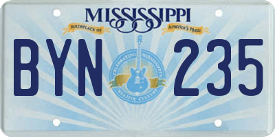 MS license plate BYN235
