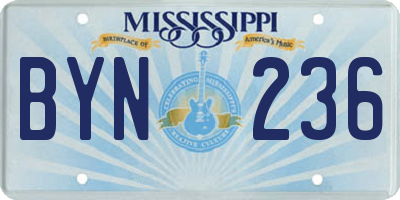 MS license plate BYN236