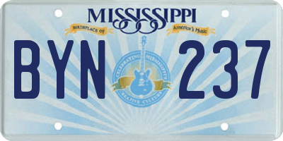 MS license plate BYN237