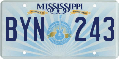 MS license plate BYN243