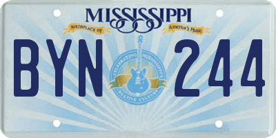 MS license plate BYN244
