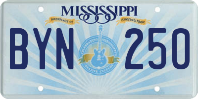 MS license plate BYN250
