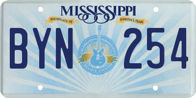 MS license plate BYN254