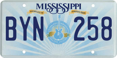 MS license plate BYN258