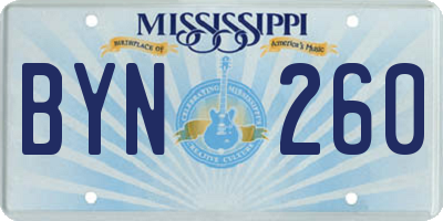 MS license plate BYN260