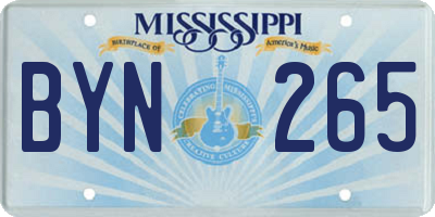 MS license plate BYN265