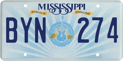 MS license plate BYN274