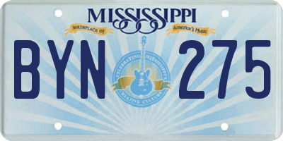 MS license plate BYN275