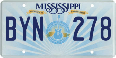 MS license plate BYN278