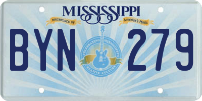 MS license plate BYN279