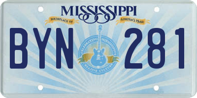 MS license plate BYN281