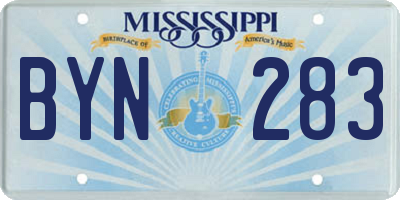 MS license plate BYN283