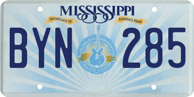MS license plate BYN285