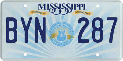 MS license plate BYN287