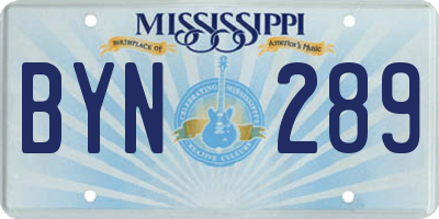 MS license plate BYN289