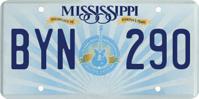 MS license plate BYN290