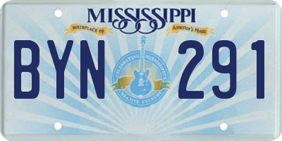 MS license plate BYN291